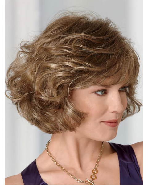 Lace Front Elegant Wavy Synthetic Medium Wigs