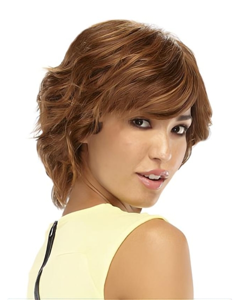 Glamorous Monofilament Wavy Chin Length Human Hair Wigs For Cancer