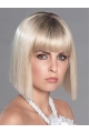 12" Straight Monofilament Platinum Blonde Synthetic Chin Length Bobcut Wig