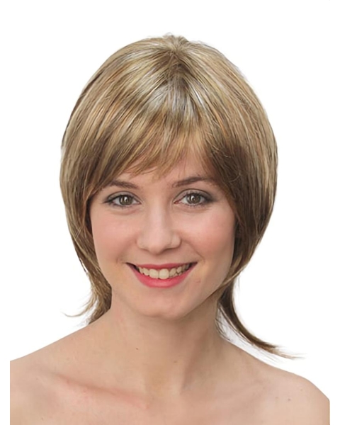 10" Straight Monofilament Blonde Synthetic Chin Length Bob Wigs