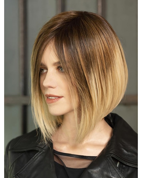 Straight Ombre/2 Tone 12" Chin Length Synthetic Bobs Fabulous Lace Front Wigs