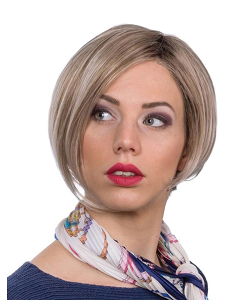 10" Straight Monofilament Blonde Synthetic Chin Length Bob Hairstyles For Women