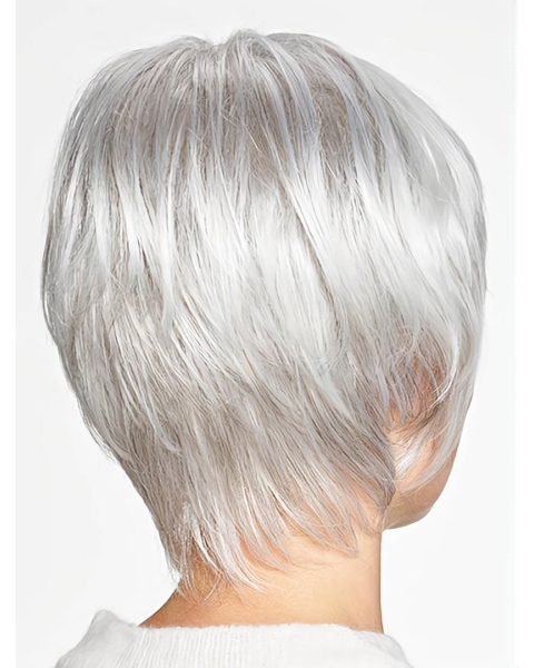 Chin Length Monofilament Grey Straight 10" Synthetic Beautiful Medium Wigs