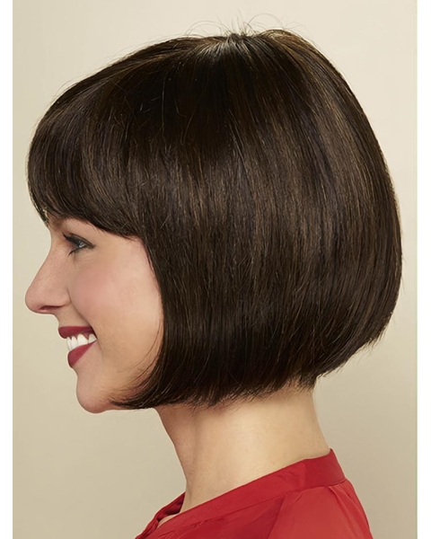 Black Straight Chin Length Bobs Monofilament Wig