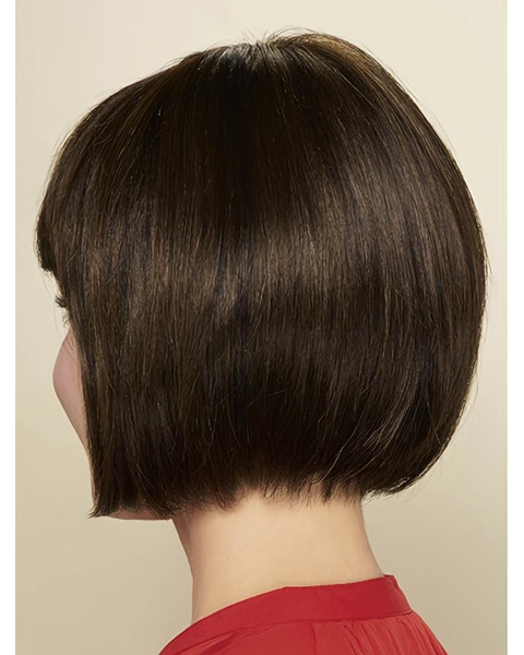 Black Straight Chin Length Bobs Monofilament Wig