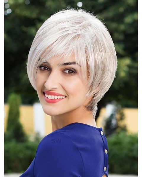 Monofilament Grey Synthetic 10" Chin Length Bob Hairstyles