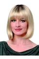 Synthetic 12" Straight Chin Length Platinum Blonde Ladies Bob Wigs