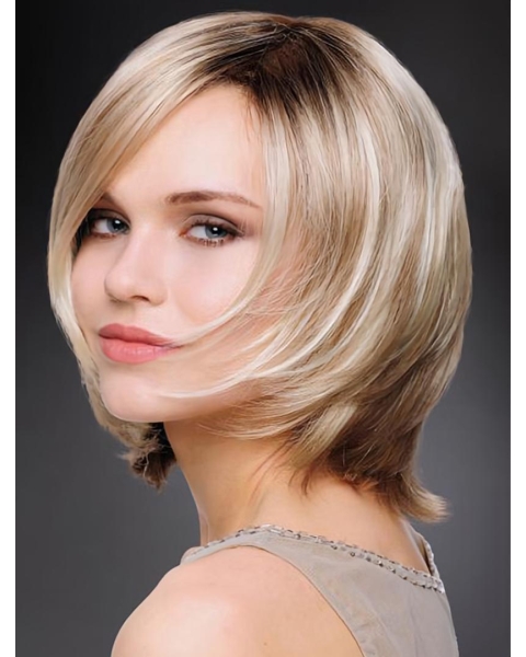 Synthetic 10" Straight Chin Length Platinum Blonde Wig Bob