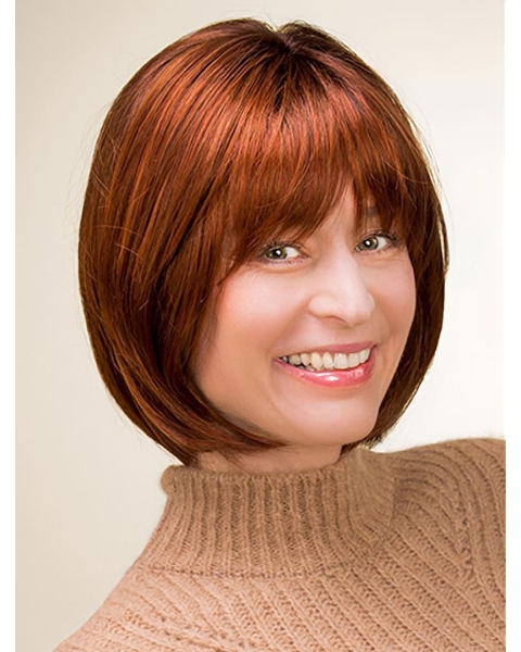 Synthetic 10" Straight Chin Length Copper Bob Wigs