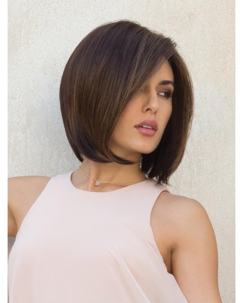 Brown Chin Length Straight Bob The Most Natural Looking Capless Wig