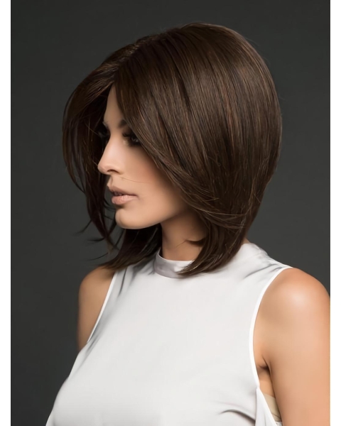 Brown Chin Length Straight Bob The Most Natural Looking Capless Wig