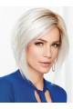 12" Chin Length Designed Capless Straight Grey Wigs