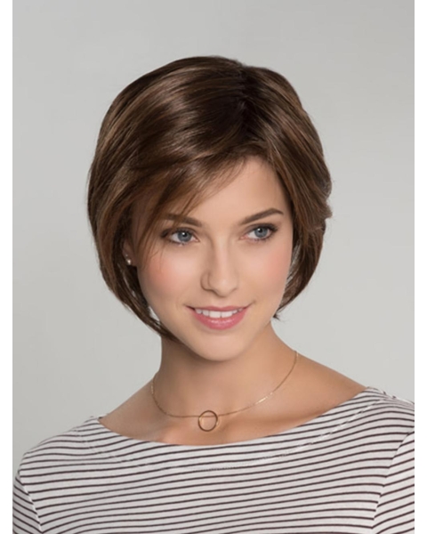 100% Hand-tied Brown Synthetic 10" Chin Length Bob Wigs