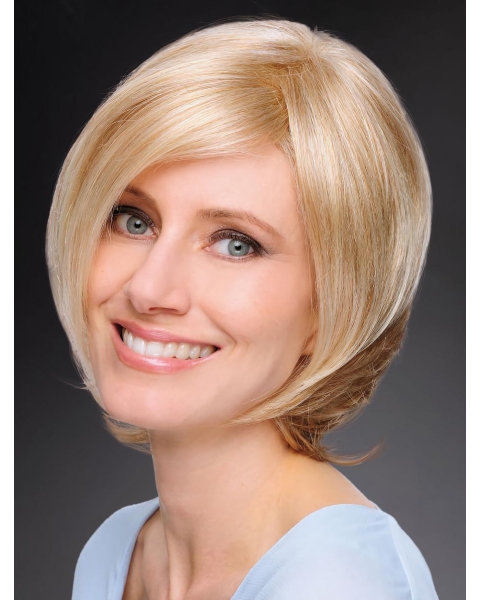 Incredible 12" Chin Length Straight Blonde Bob Wigs