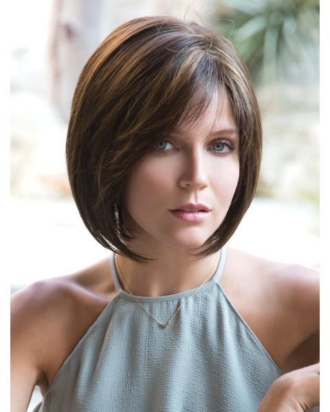 Straight Chin Length 10" Monofilament Bob Most Natural Looking Synthetic Wig