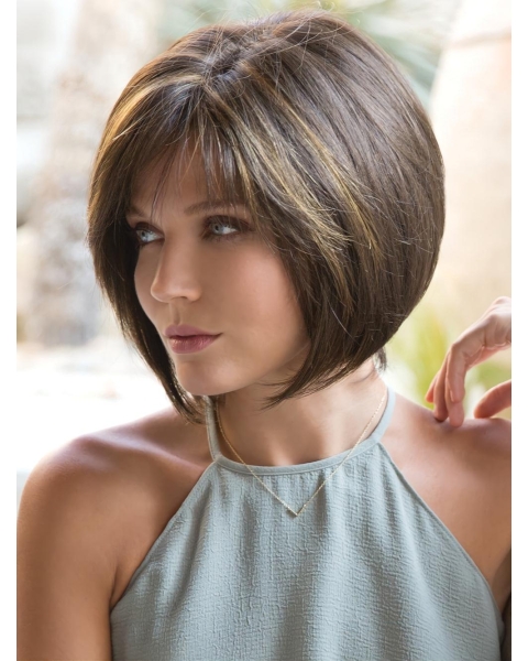 Straight Chin Length 10" Monofilament Bob Most Natural Looking Synthetic Wig