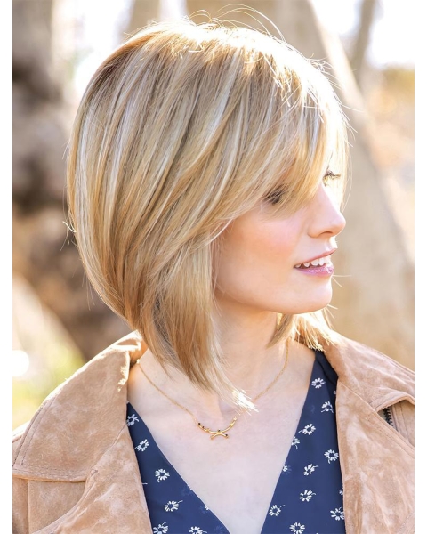 12" Chin Length Blonde Straight Affordable Bob Wigs