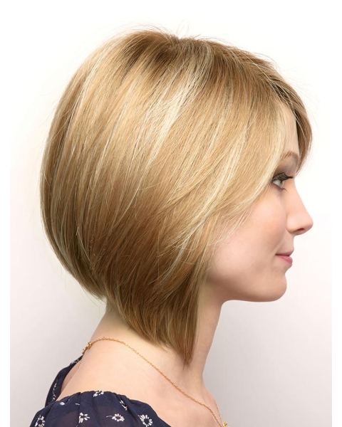 12" Chin Length Blonde Straight Affordable Bob Wigs