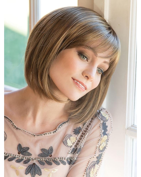 10" Chin Length Brown Straight Beautiful Bob Wigs