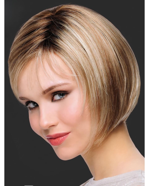 Top 10" Chin Length Straight Blonde Bob Wigs