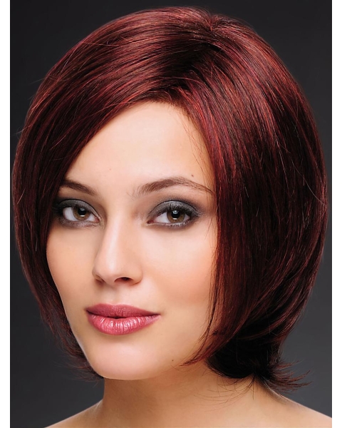 No-fuss 10" Chin Length Straight Red Bob Wigs