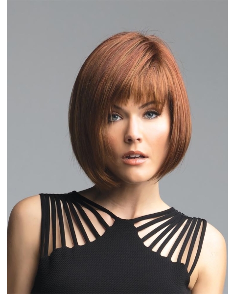 10" Chin Length Auburn Straight Fashionable Bob Wigs