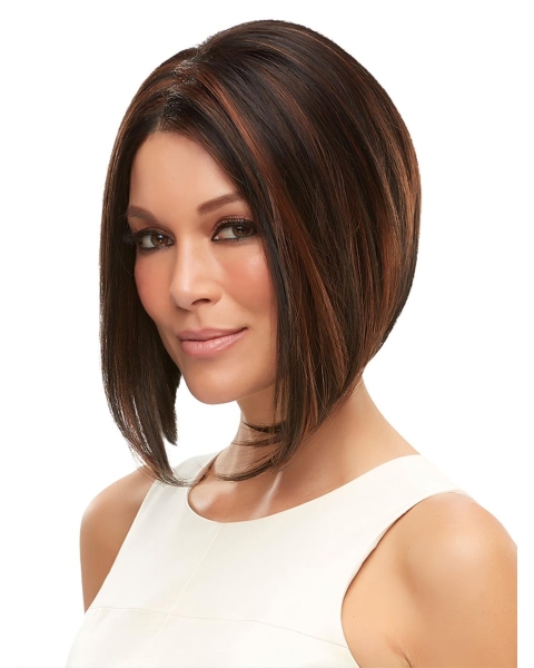 Chin Length Brown Without Bangs Synthetic Wigs