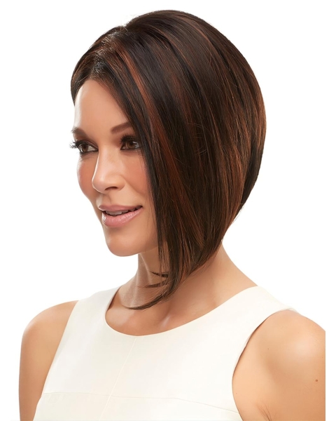 Chin Length Brown Without Bangs Synthetic Wigs