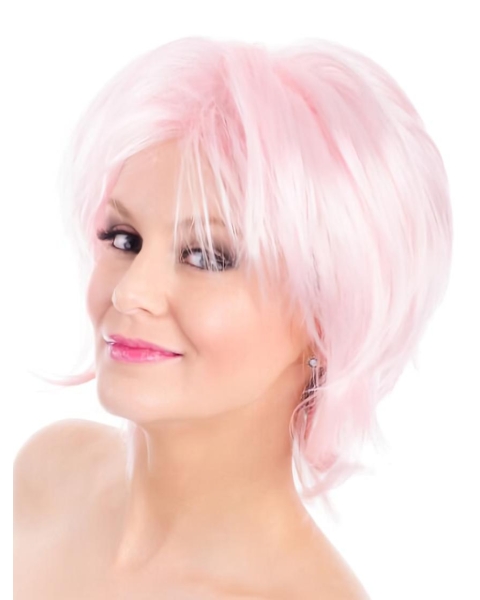 Straight Bobs Pink 8" Capless Wig Fashion