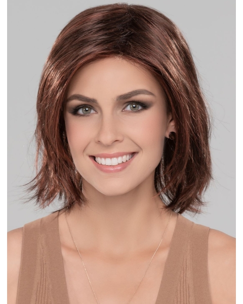 12" Chin Length Auburn Straight Natural Bob Wigs