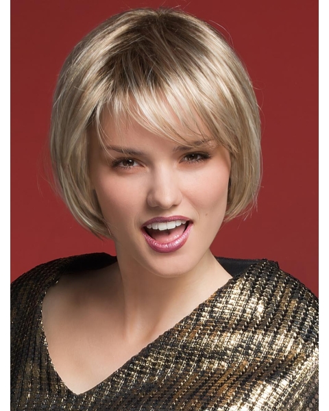 Straight Chin Length Blonde Bob Synthetic Wigs