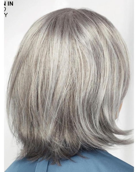 Straight Chin Length 12" Monofilament Sassy Grey Wigs