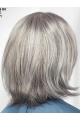 Straight Chin Length 12" Monofilament Sassy Grey Wigs