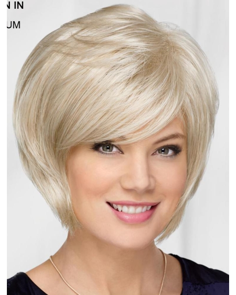 10" Chin Length Platinum Blonde Straight Top Bob Wigs