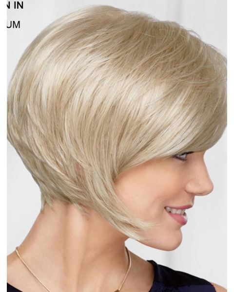 10" Chin Length Platinum Blonde Straight Top Bob Wigs