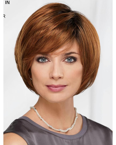 10" Chin Length Auburn Straight Comfortable Bob Wigs