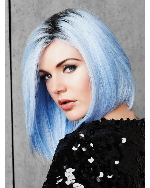 Blue Capless 12" Without Bangs Great Synthetic Wigs