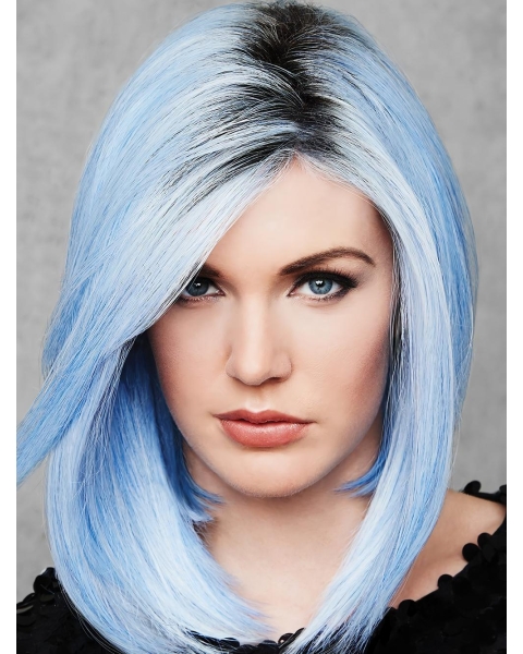 Blue Capless 12" Without Bangs Great Synthetic Wigs