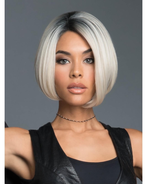 Black to White 10" Straight Chin Length Bob Wigs