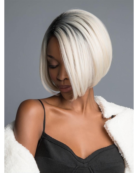 Black to White 10" Straight Chin Length Bob Wigs