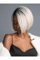 Black to White 10" Straight Chin Length Bob Wigs