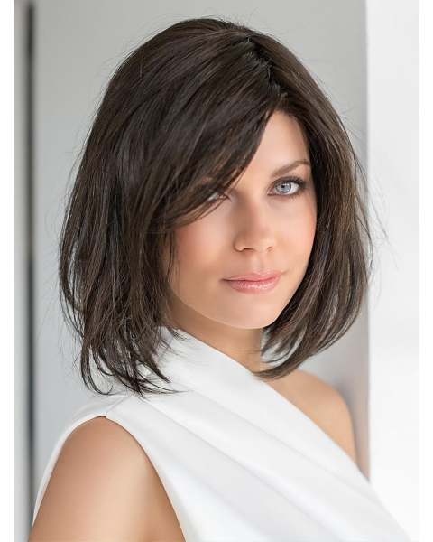 Brown 10" Straight Chin Length Bob Wigs