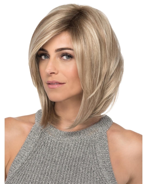 Blonde Lace Front 12" With Bangs Fashionable Synthetic Wigs