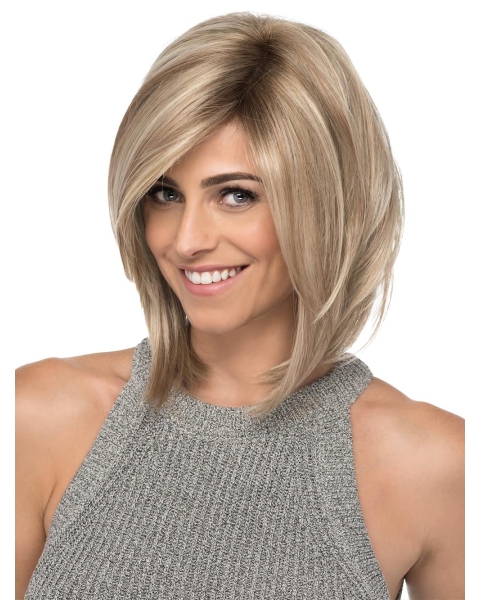 Blonde Lace Front 12" With Bangs Fashionable Synthetic Wigs