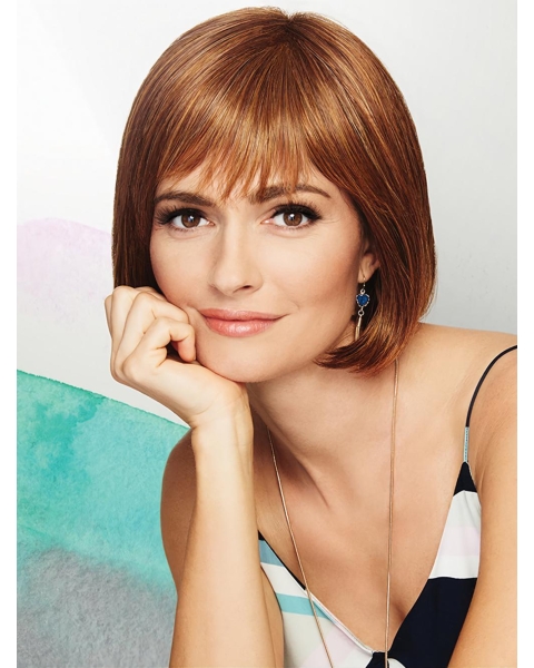 Copper 10" Straight Cropped Bob Wigs