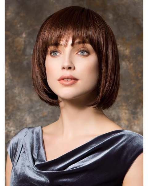 Brown 10" Straight Cropped Bob Wigs