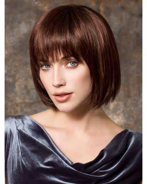 Brown 10" Straight Cropped Bob Wigs