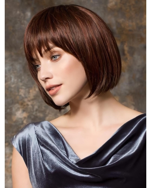 Brown 10" Straight Cropped Bob Wigs