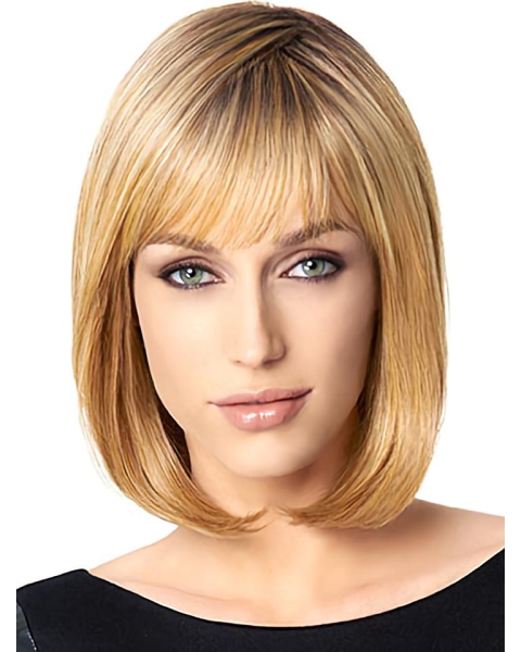 10" Straight Blonde Bobs Medium Wigs