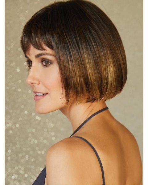 Straight Monofilament Brown Bob Best Synthetic Wigs Online